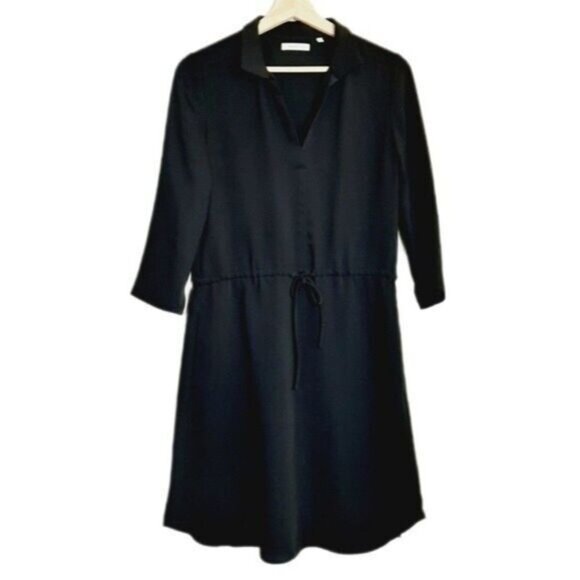 BABATON / Aritzia Shirt Dress Long Sleeve Waist Drawstring Black Sz XS Flawed - Picture 1 of 16